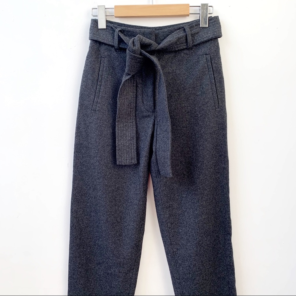 Aritzia Wilfred Jallade Gray Tie Front Cropped Tapered Leg Wool Pants - Picture 13 of 16